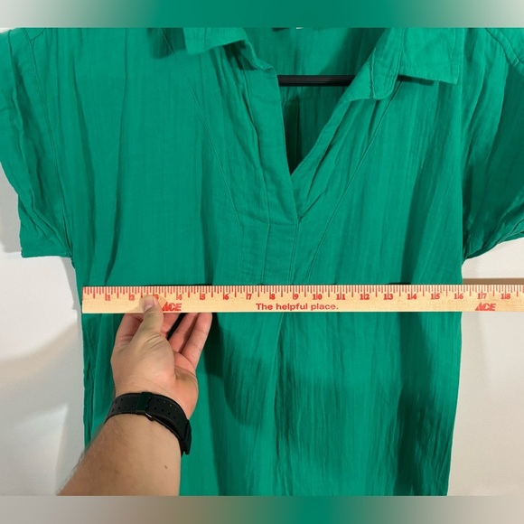 St. John’s Bay Green Cotton Tunic Dress Women’s Small V-Neck Short Sleeve - Picture 5 of 6